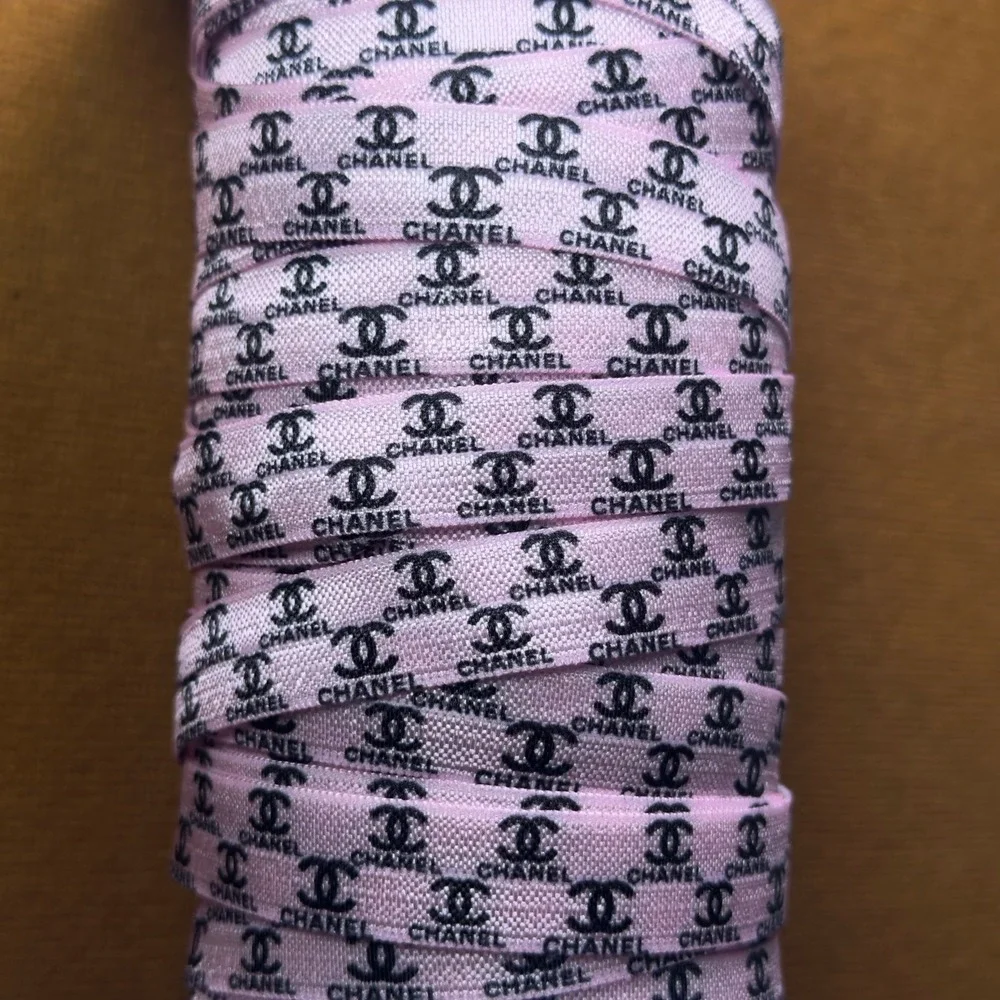 Channel Monogram Classic Pattern Elastic Pink And Black 5/8